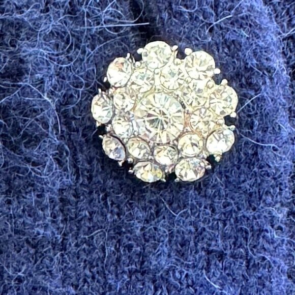 & Other Stories Relaxed Blue Alpaca Wool Blend Diamante Button Long Cardigan XS - Picture 6 of 14